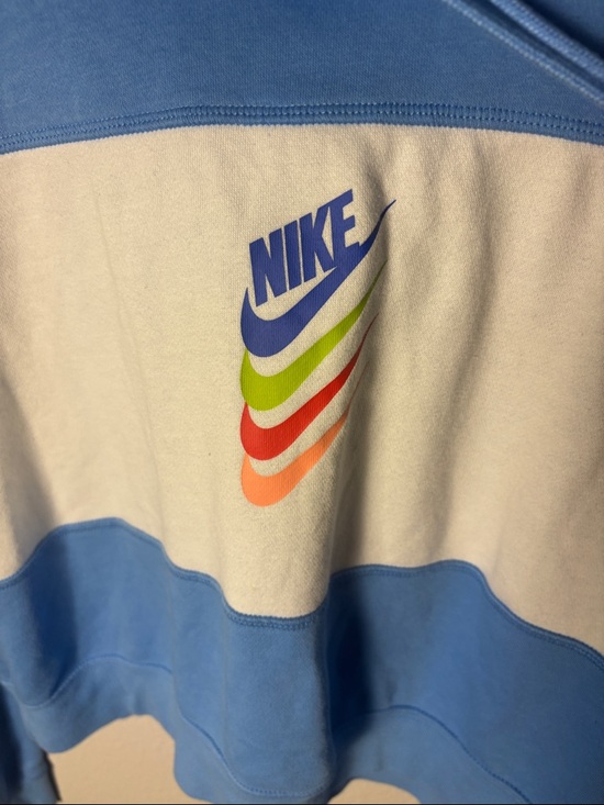 Nike NSW DNA Stacked Swoosh Terry Hoodie Blue and White - Picture 5 of 5